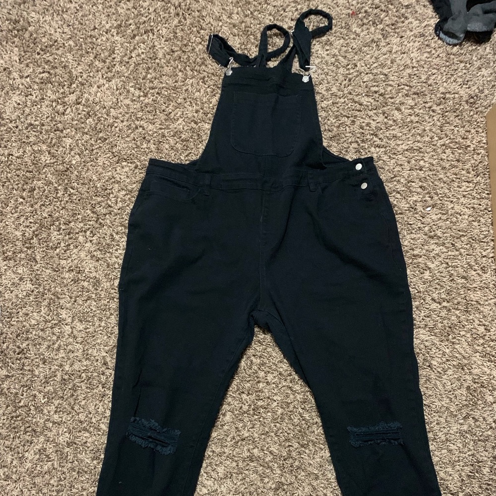 Forever 21 Black Overall Skinny Jeans